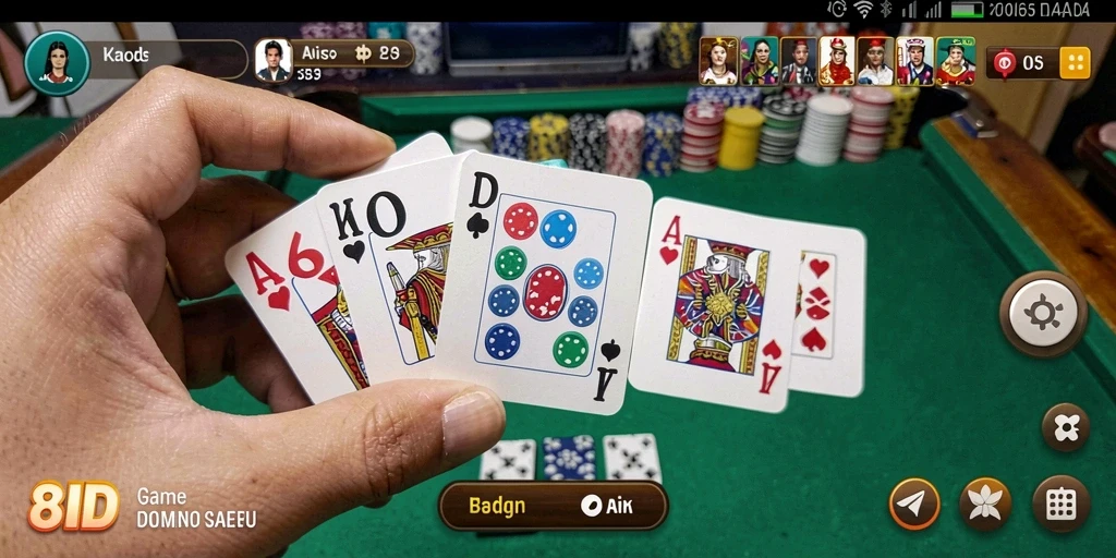 Tangkapan layar 8ID menampilkan gameplay Domino yang seru dan interaktif.