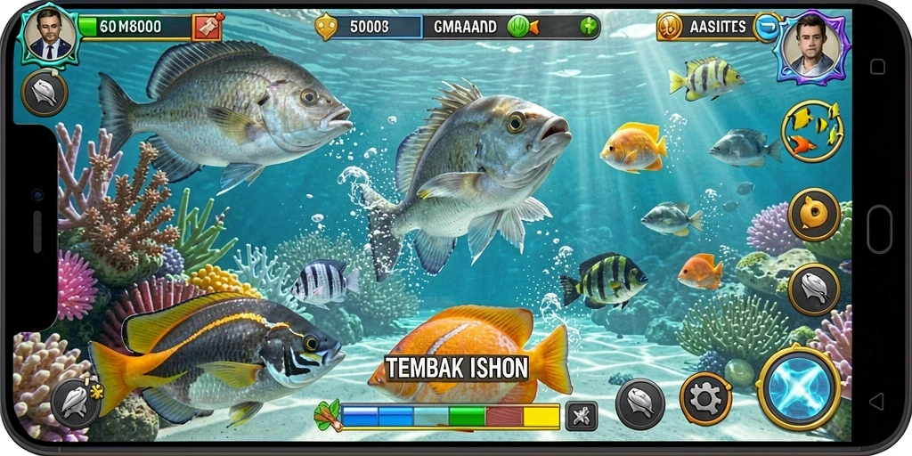 Gameplay seru dari 8II dengan banyak ikan dan senjata.
