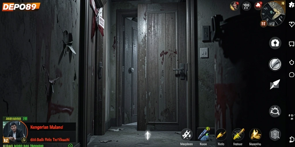 Screenshot gameplay DEPO89 menampilkan kengerian yang mendebarkan.