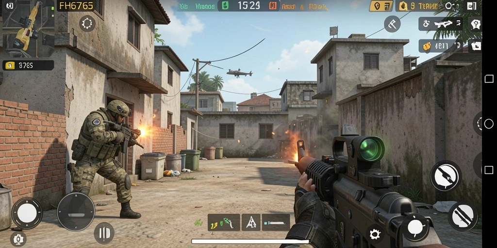 Tangkapan layar gameplay FH6767 memperlihatkan aksi tembak-menembak yang mendebarkan.