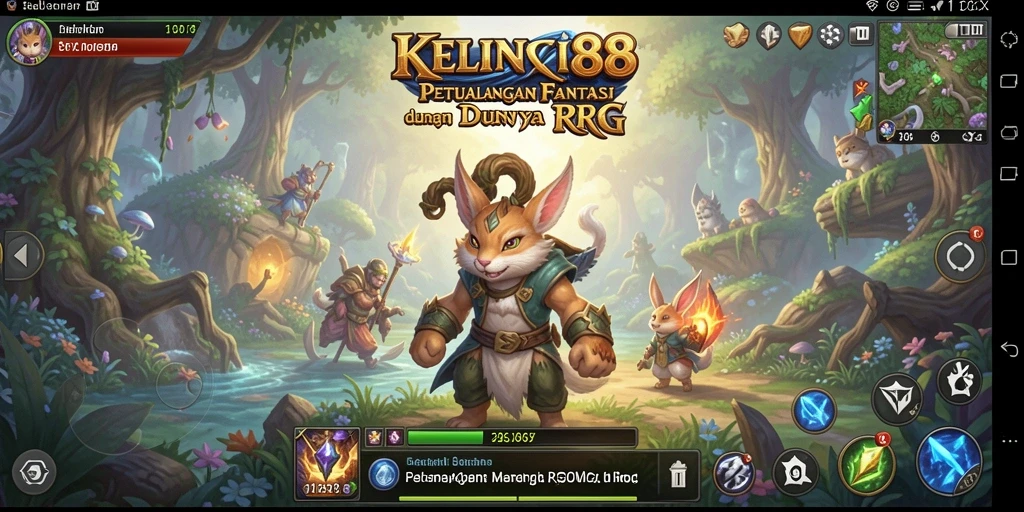 Screenshot dari permainan KELINCI88 yang menampilkan karakter dalam pertarungan RPG.