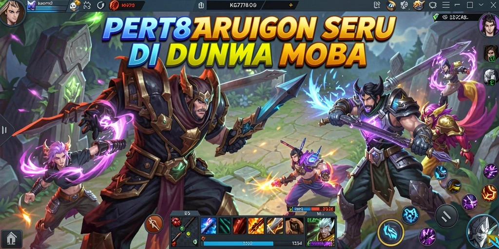 Tangkapan layar KG778 menampilkan pertarungan seru dalam arena MOBA.