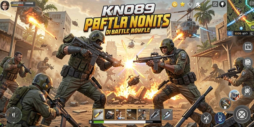 Tangkapan layar gameplay KNO89 menunjukkan aksi mendebarkan dalam mode Battle Royale.