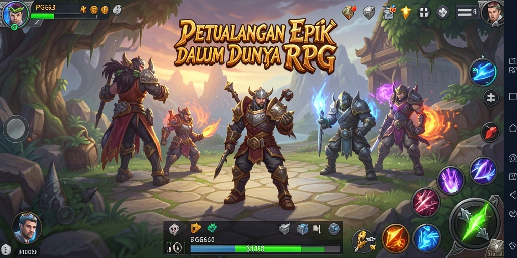 Screenshot gameplay <strong>PGG68</strong> yang menampilkan pertempuran epik dan dunia fantasi.