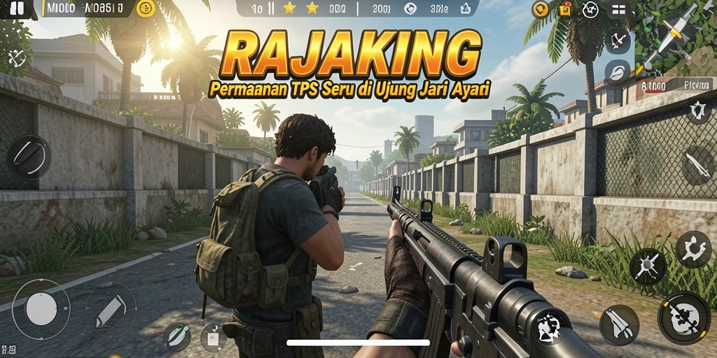 Screenshot gameplay RAJAKING menampilkan aksi tembak-menembak yang intens.