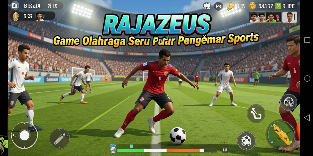 Tangkapan layar utama RAJAZEUS menampilkan aksi olahraga yang mendebarkan.