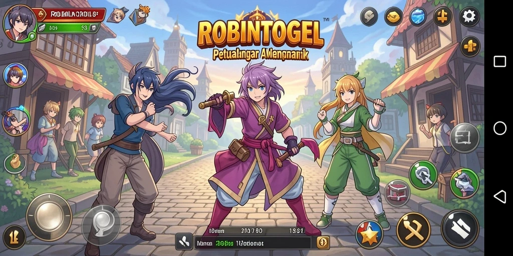 Tampilan gameplay ROBINTOGEL dengan karakter anime yang menarik.
