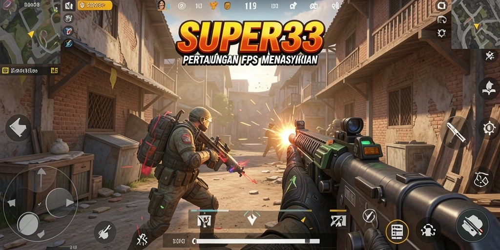 Gameplay mendebarkan dalam pertempuran FPS yang intens.