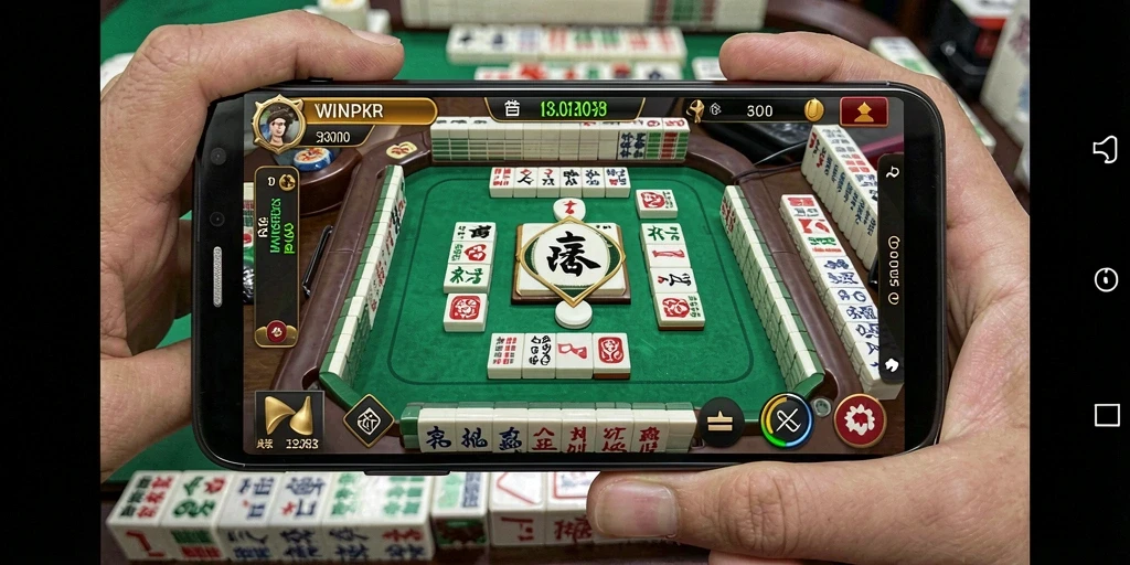 Screenshot dari gameplay WINPKR yang menampilkan keseruan Mahjong.