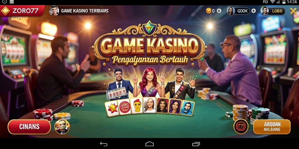 Tampilan gameplay menarik dari ZORO77 dalam suasana kasino.
